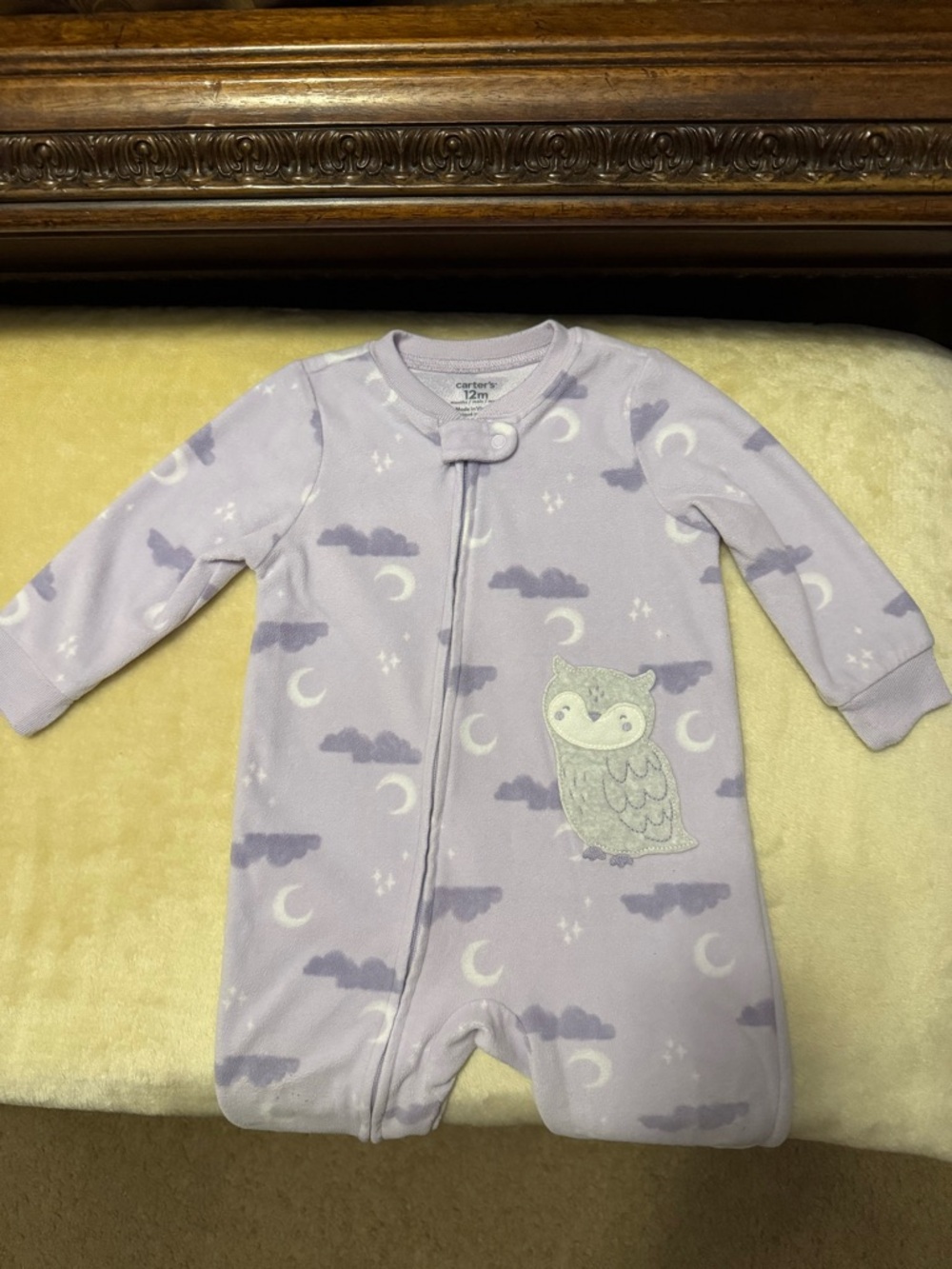 Carter's Lavender Owl Zip Front Sleep One-Piece